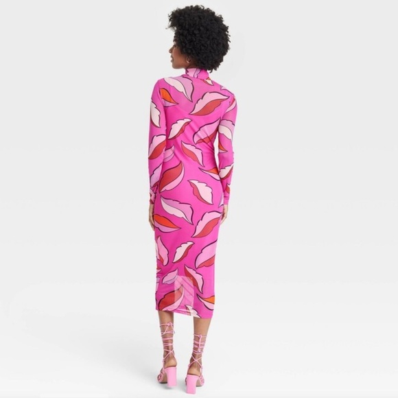 Vibrant Pink Patterned Women's Dress - Picture 3 of 7